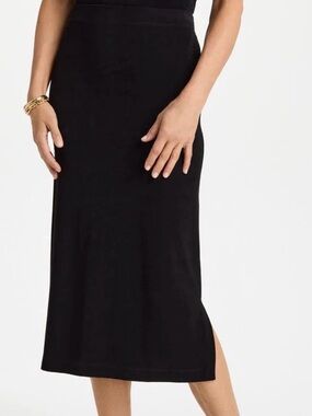 Chico's Travelers Black Stretch Midi Skirt Size 0, Small